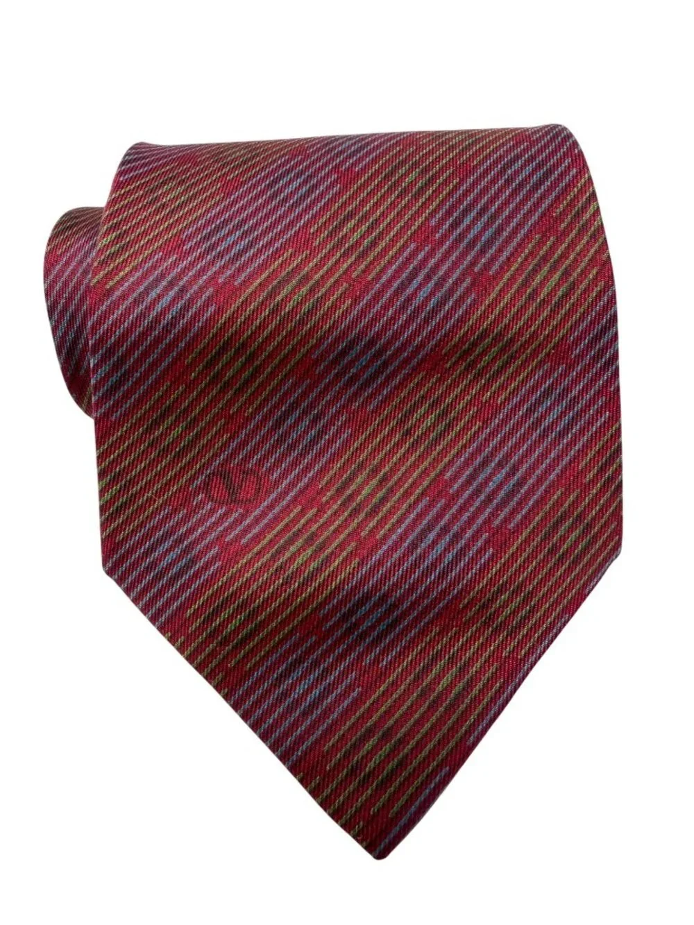 Vintage Valentino 100% Silk Neck Tie Geometric in Red Purple & Gold